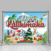 Lofaris Hawaiian Santa Deer Sandy Xmas In July Backdrop
